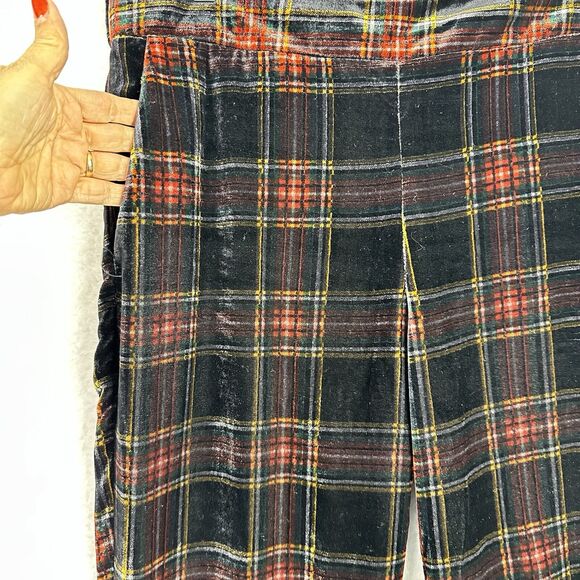J.Crew Velvet Peyton Wide Leg Pants Womens 14T Tall Stewart Tartan Plaid Holiday - Picture 5 of 14